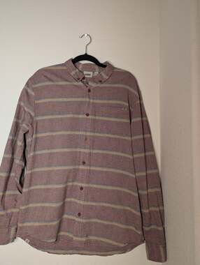 Vans Off The Wall Men's Long Sleeve Striped Button Down L Skate Surf Coastal